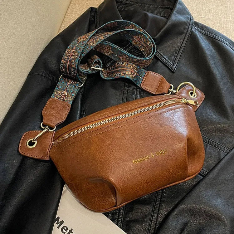 Sac à main banane femme cuir vintage