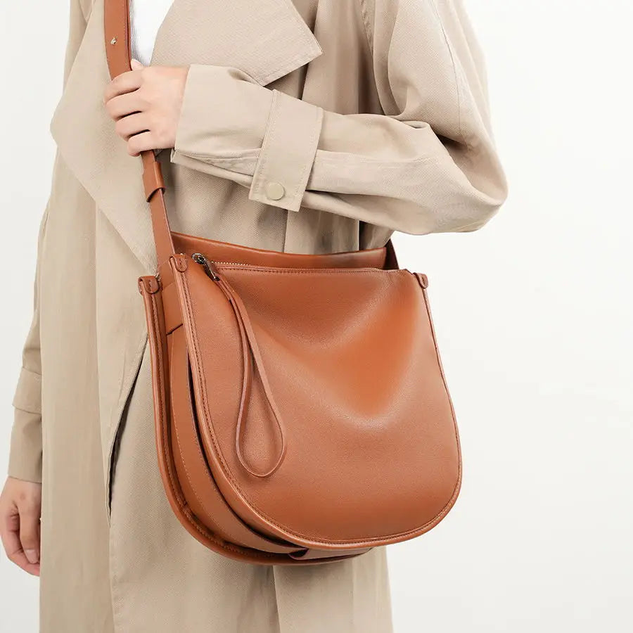 Sac à Main Cuir Marron Bandoulière arrondie