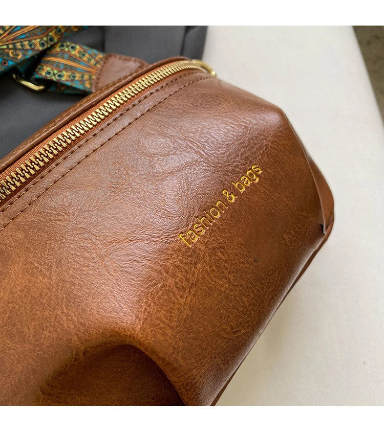 Sac à main banane cuir femme marron