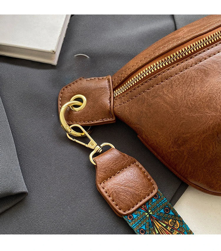 Sac à main banane cuir femme marron