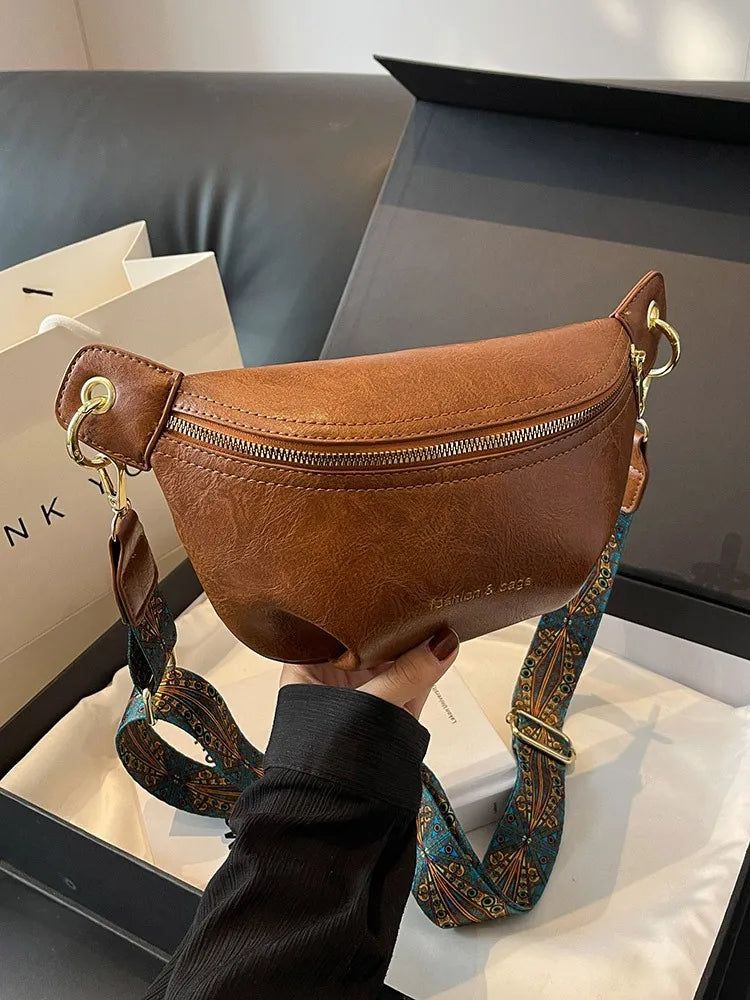 Sac à main banane cuir femme marron