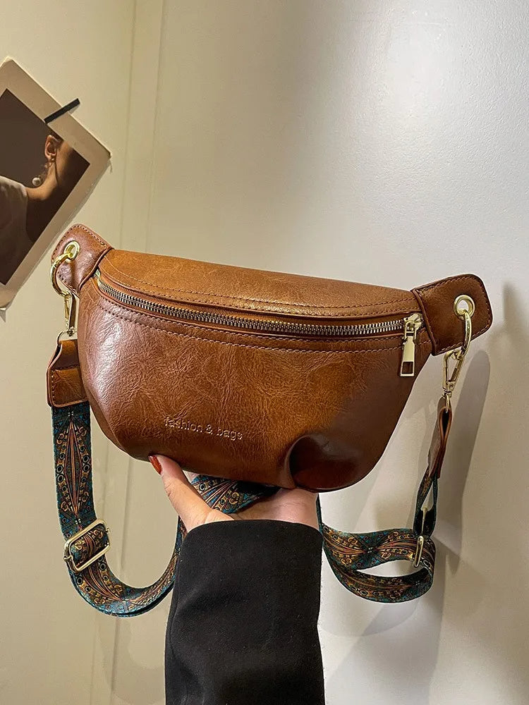 Sac à main banane cuir femme marron