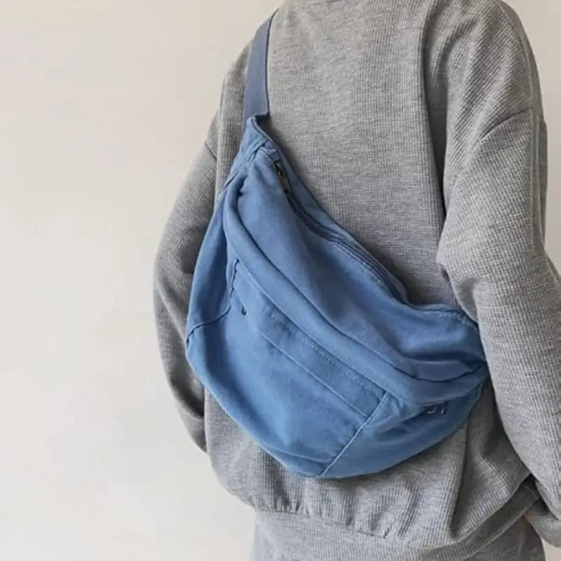 Grand sac à main banane XXL bleu