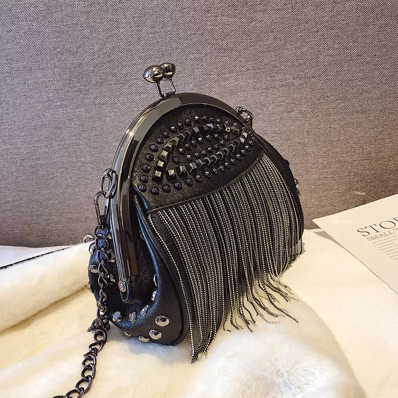 Sac à main chaîne noir clutch