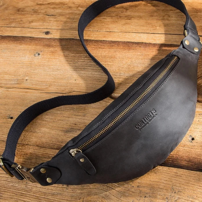 Sac à main banane cuir homme