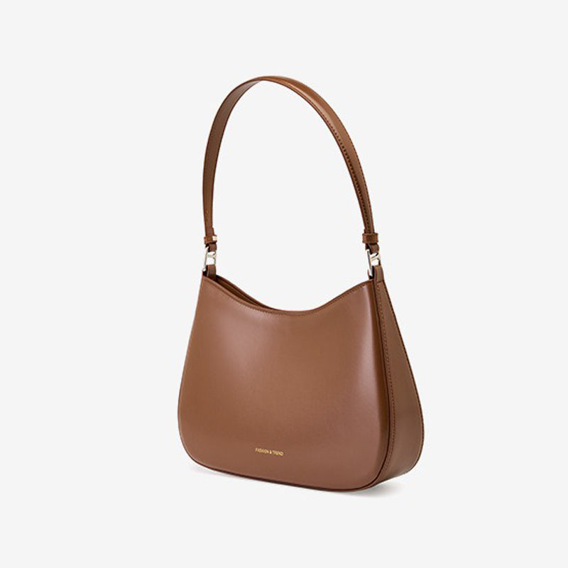 Sac à main cuir marron et rigide