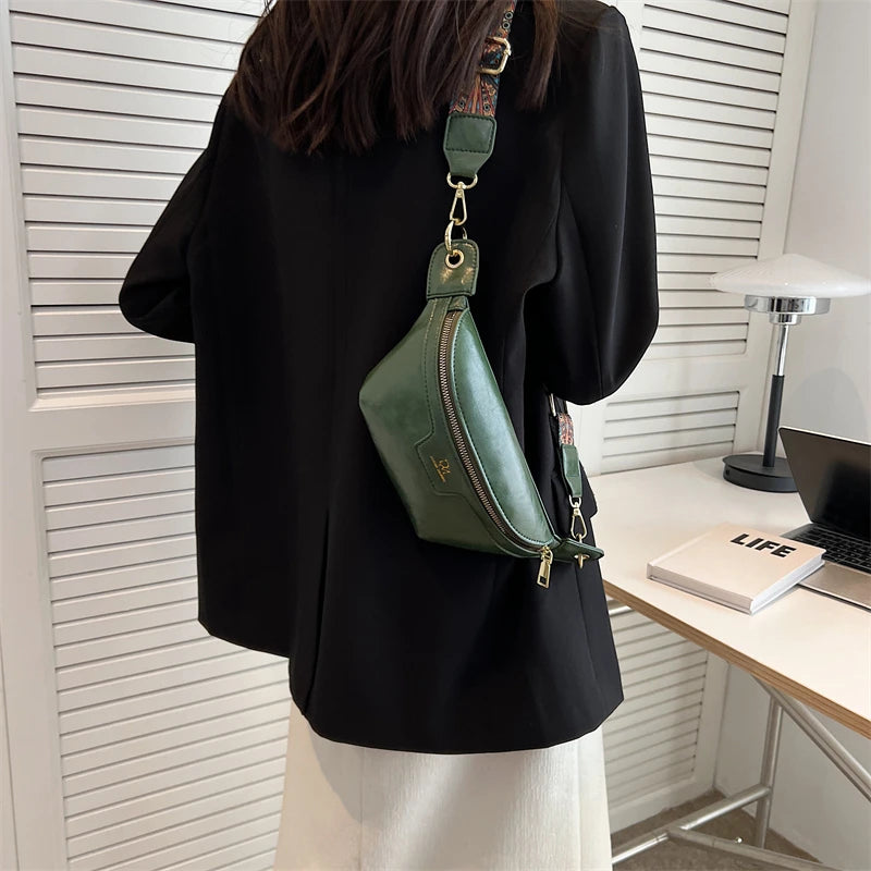 Sac à main banane cuir femme vert