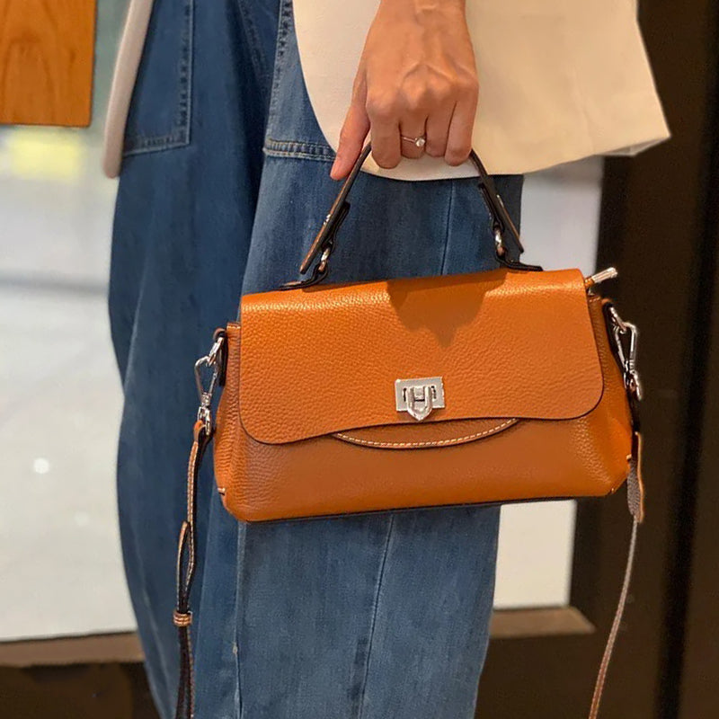 Sac à main cuir marron vintage bandoulière