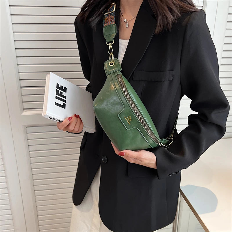 Sac à main banane cuir femme vert