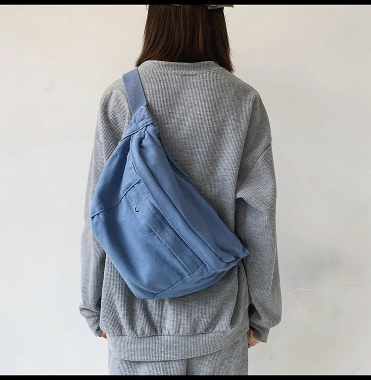 Grand sac à main banane XXL bleu