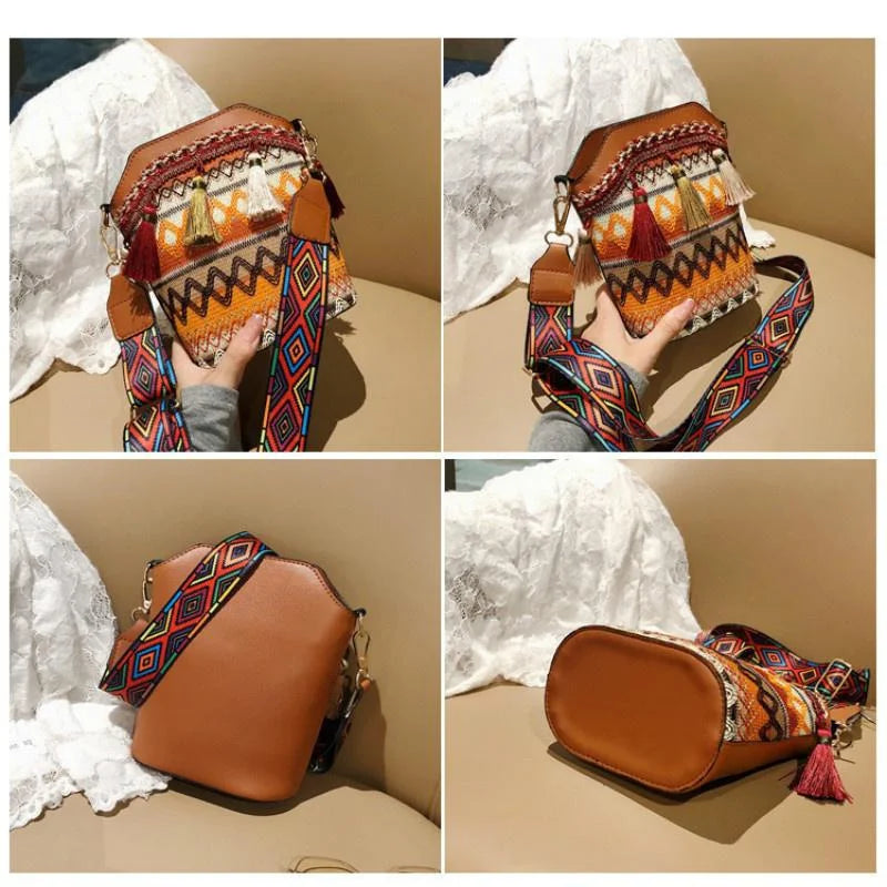 Sac à main bohème pompon