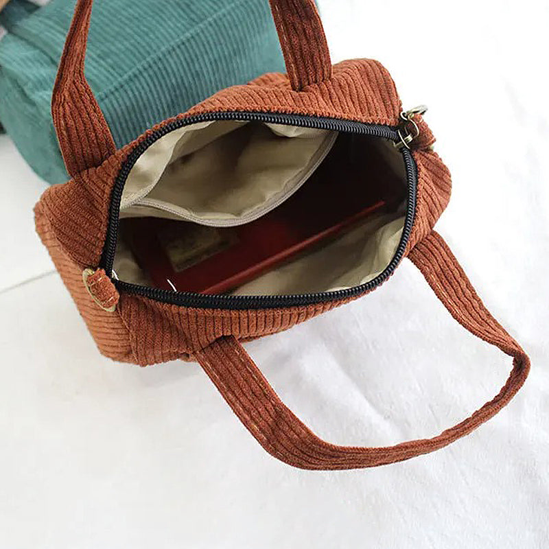 Petit sac à main bandoulière en velours côtelé