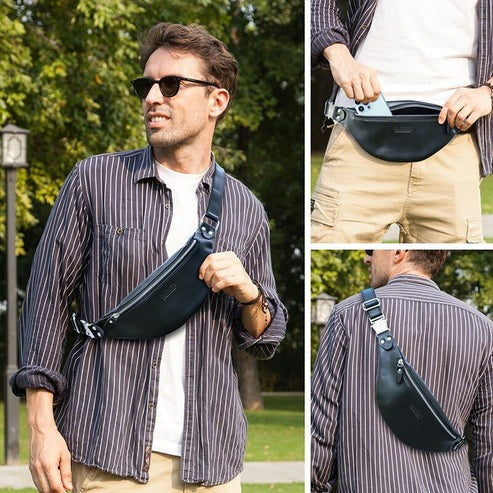 Sac à main banane cuir homme