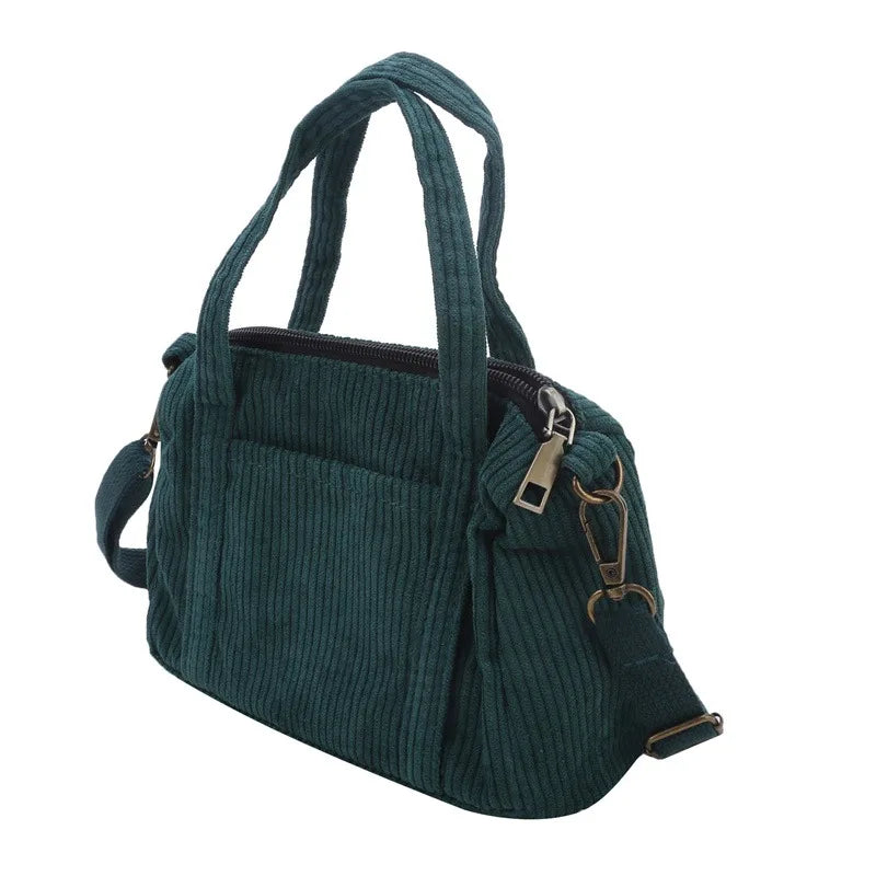 Petit sac à main bandoulière en velours côtelé