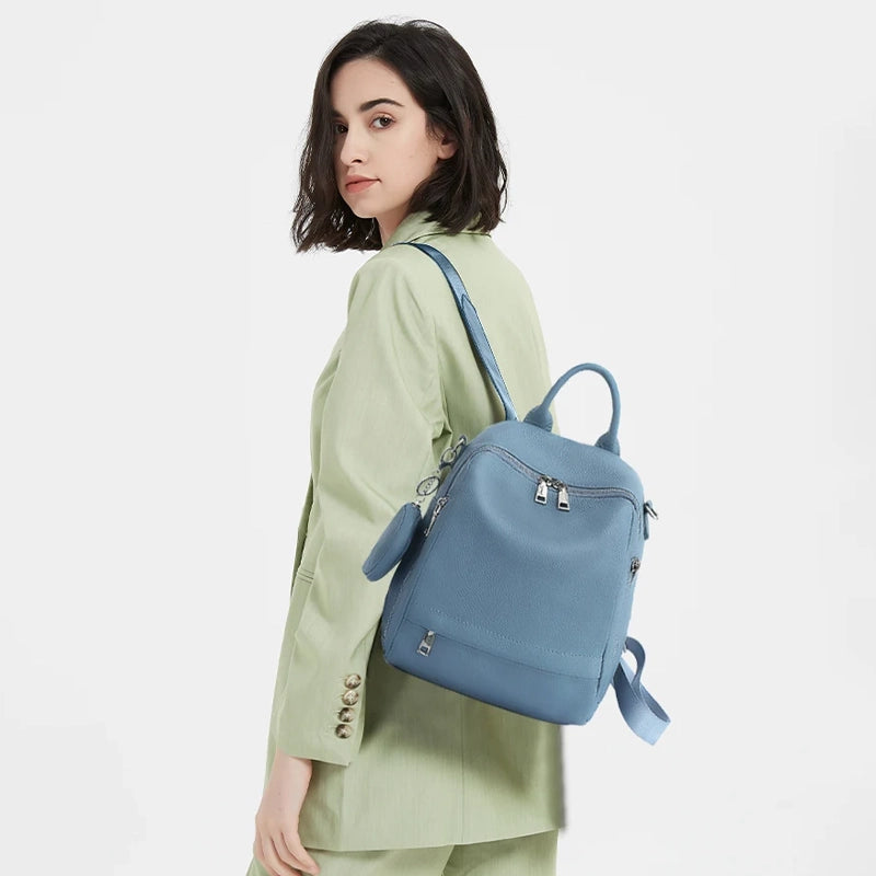 Grand sac à main cuir souple bleu