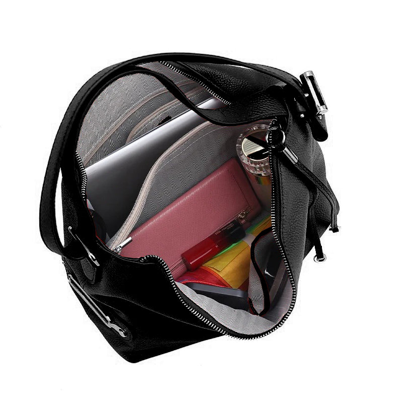 Sac à main cuir noir souple