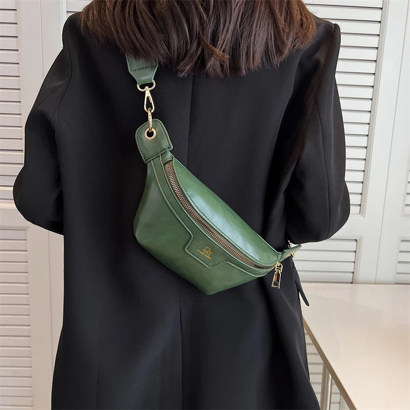 Sac à main banane cuir femme vert sophistiqué