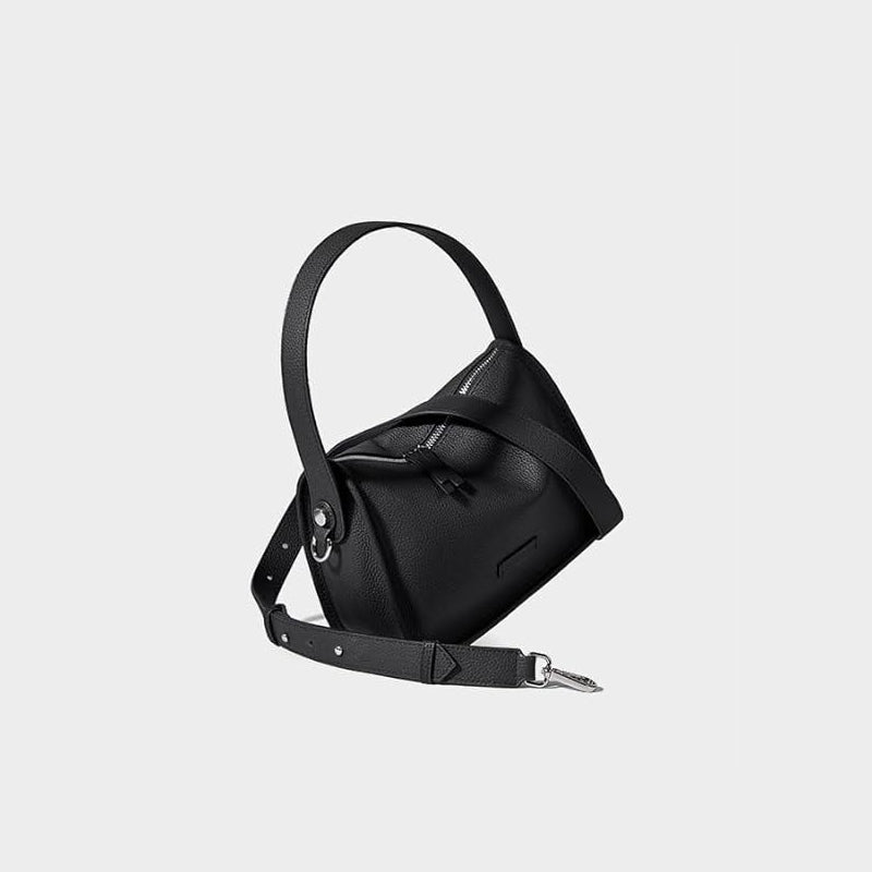 Petit sac à main cuir noir souple