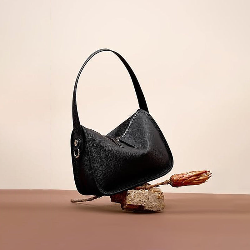 Petit sac à main cuir noir souple