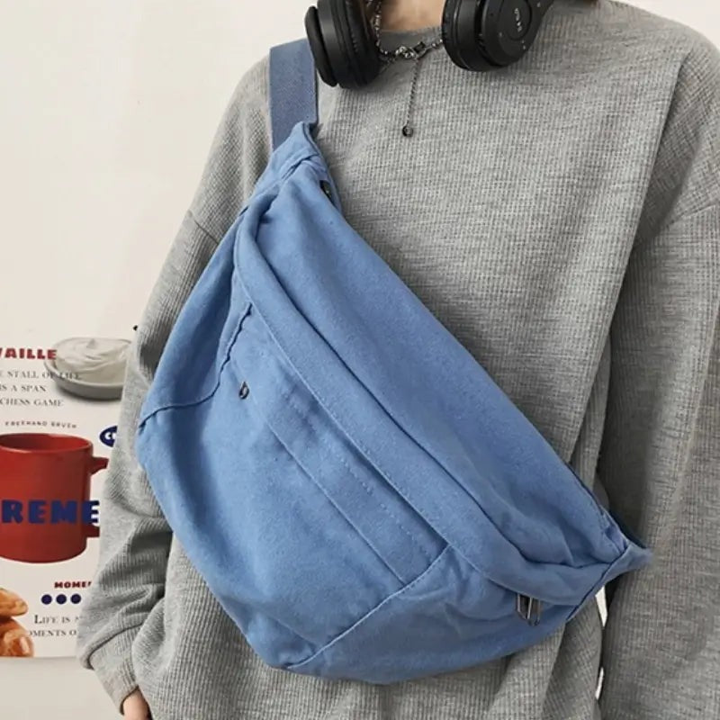 Grand sac à main banane XXL bleu