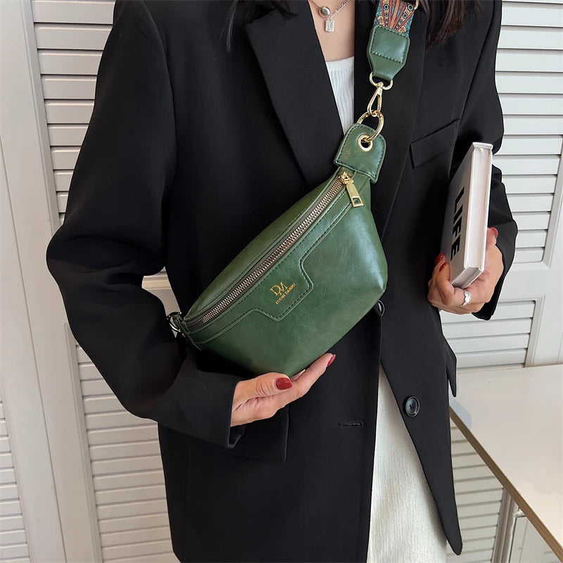 Sac à main banane cuir femme vert fonctionnel