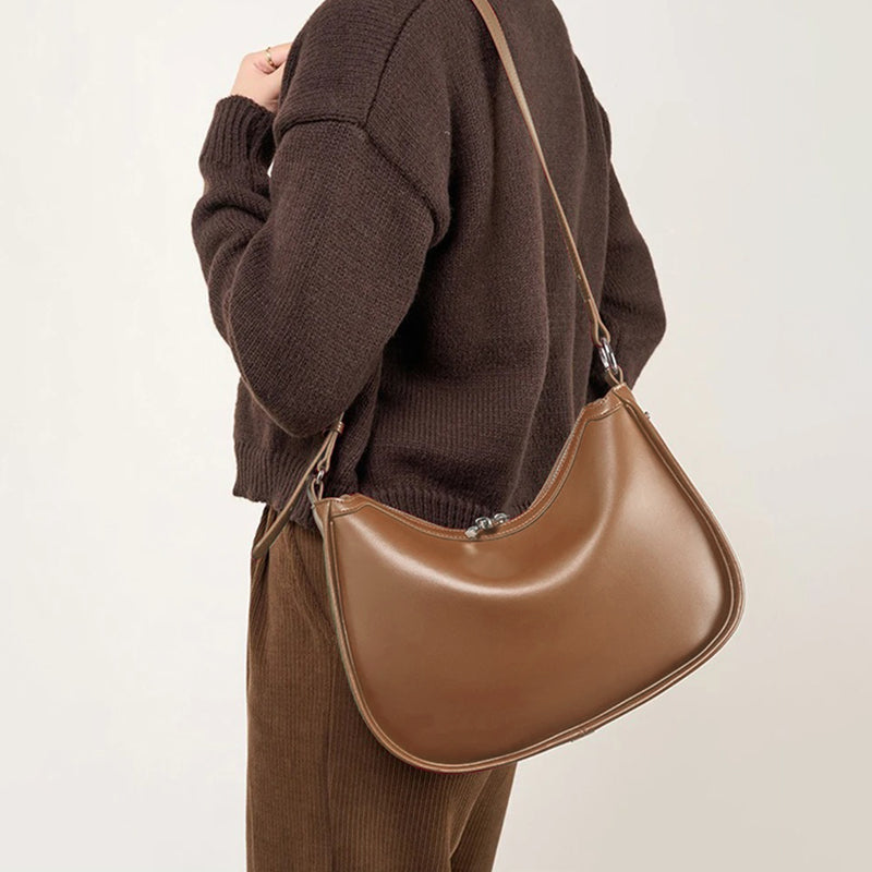 Sac à main cuir marron femme hobo moderne