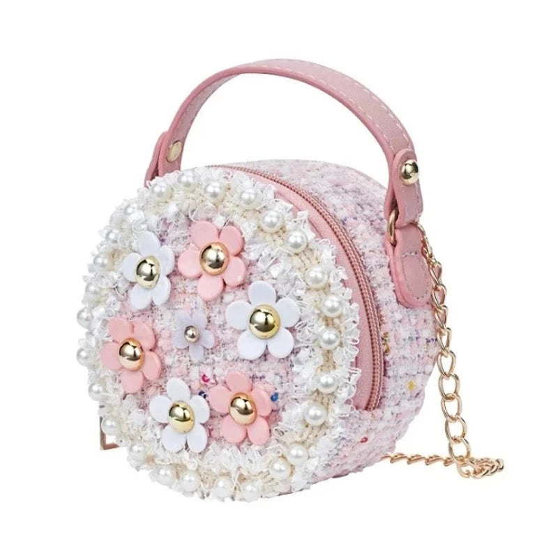 Sac à main fillette perle rose