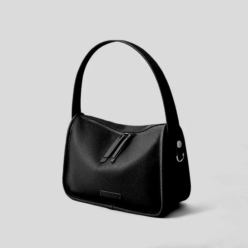 Petit sac à main cuir noir souple