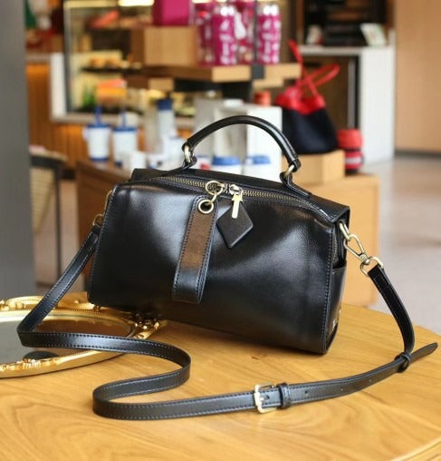 Sac à main cuir marron brillant