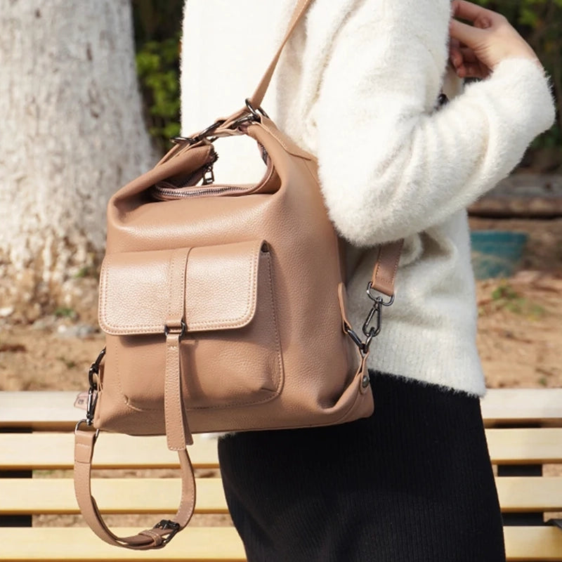 Sac à main cuir souple dos et bandoulière épaule