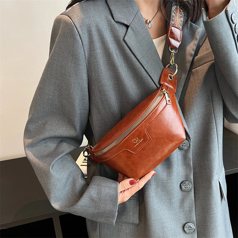 Sac à main banane cuir femme camel