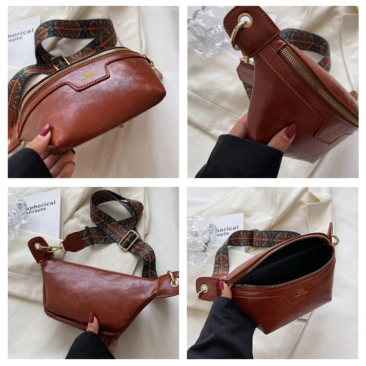 Sac à main banane femme cuir vintage