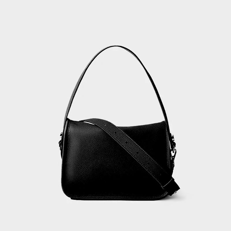 Petit sac à main cuir noir souple