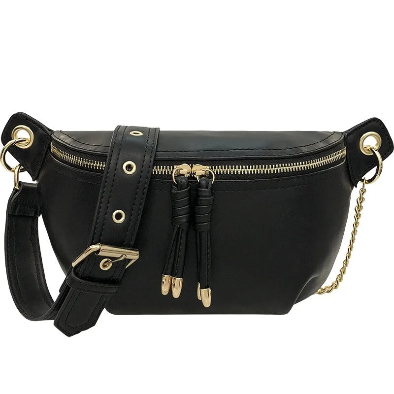 Sac à main banane cuir femme noir